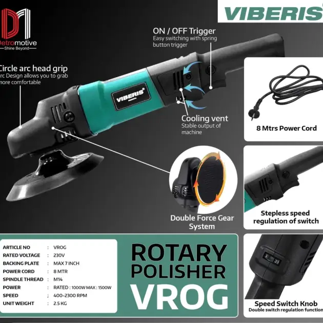 VIBERIS HEAVY DUTY ROTARY POLISHER - VROG 6 Inch