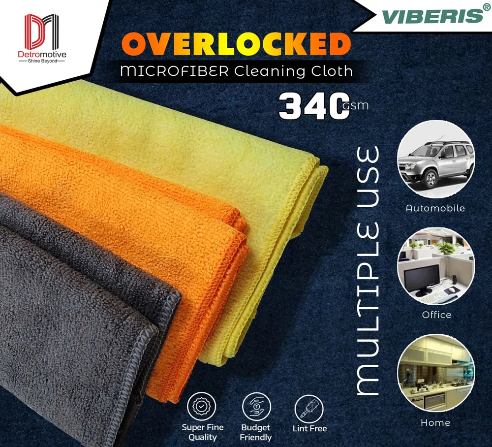 Viberis 340 GSM Overlocked Microfiber Cloth